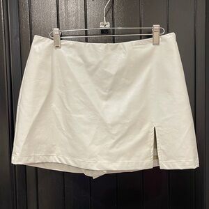 White Leather Mini Skirt